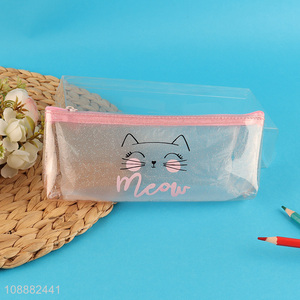 Hot products transparent stationery pencil bag with zipper