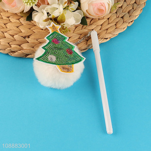 Top sale school office pompom pendant plush ball gel pen