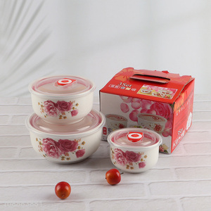 Hot Selling 3-Piece Microwavable Porcelain Bowls Ceramic Bowl Set with Lids