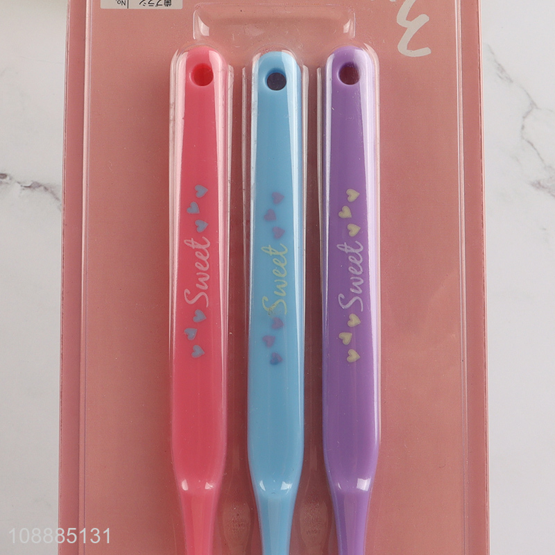 Good quality 3pcs girls toothbrush with soft bristles for home and travel