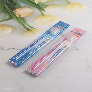 Wholesale manual adults toothbrush with plastic handle & medium bristles