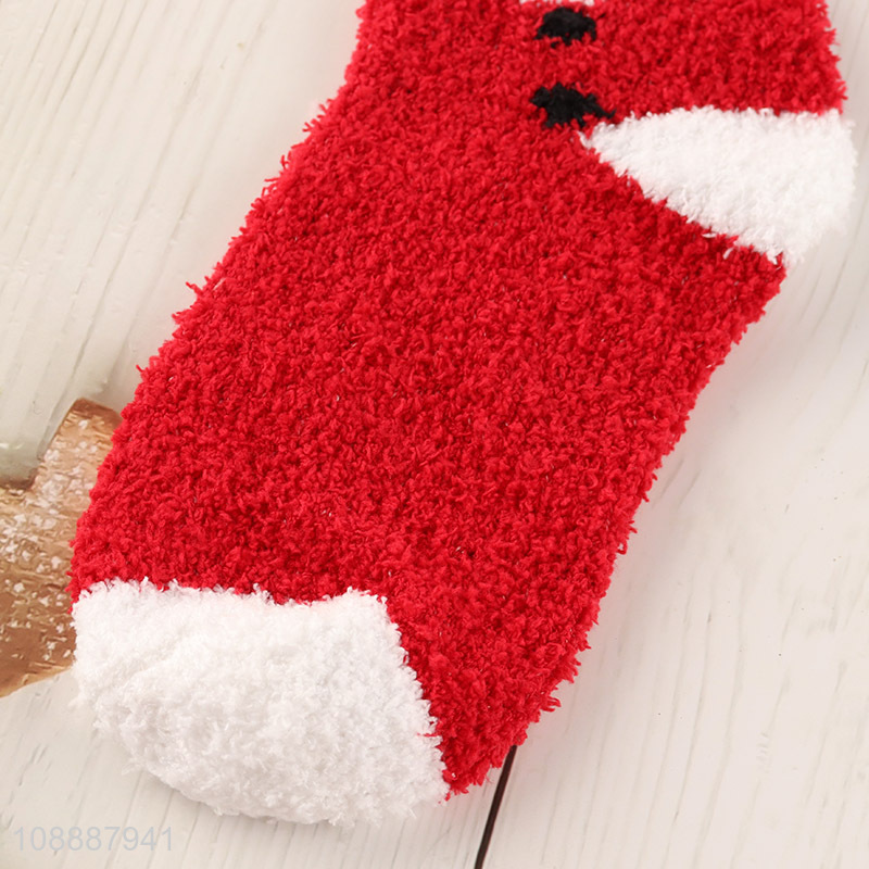 Wholesale fuzzy socks fluffy cozy warm Christmas slipper socks