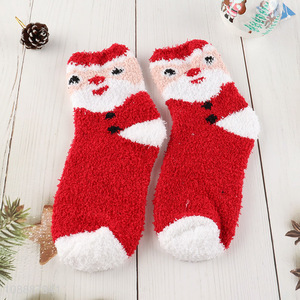 Wholesale fuzzy socks fluffy cozy warm Christmas slipper socks