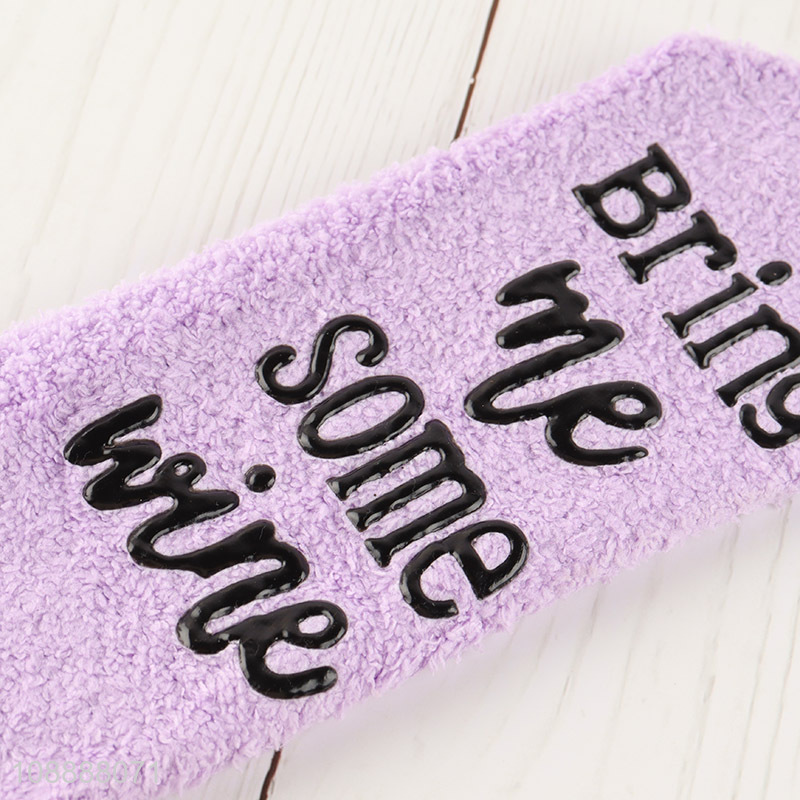 Factory price winter fuzzy microfiber sliper socks for women girls