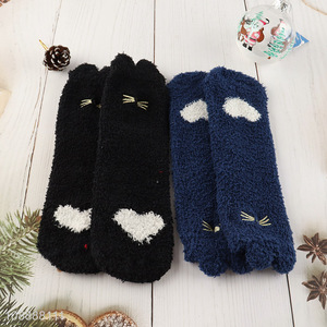 Hot selling winter fuzzy socks kawaii microfiber slipper socks
