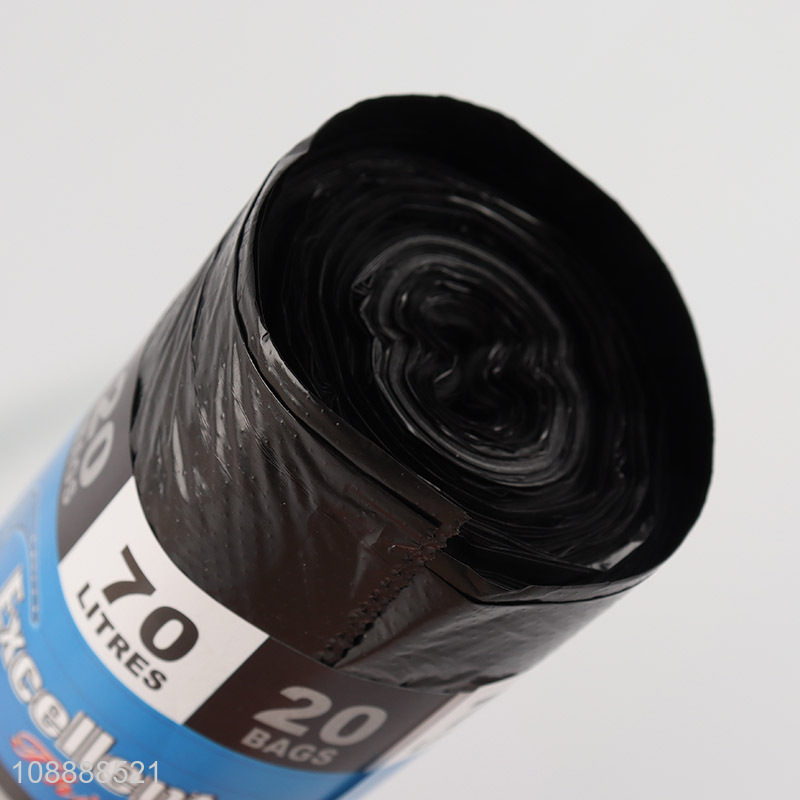 New Product 20 Count 70L 60*80cm Black PE Trash Bags Garbage Bags