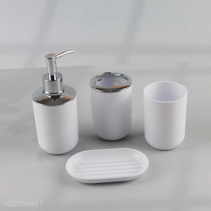Hot products 6pcs white home bathroom set toilet brush liquid soap dispenser