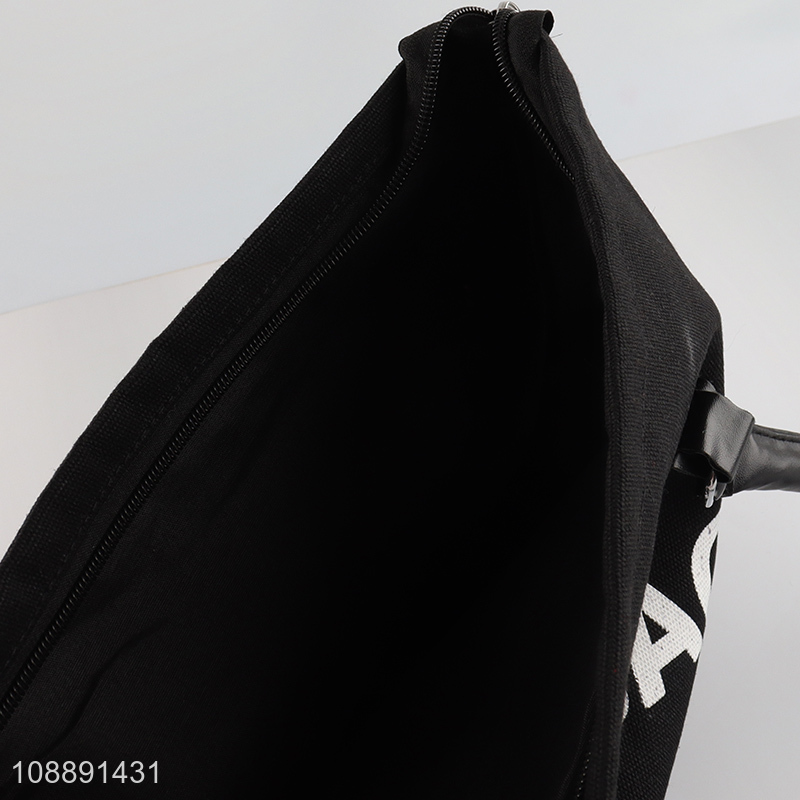 Hot sale large capacity canvas tote bag shoulder bag with zipper