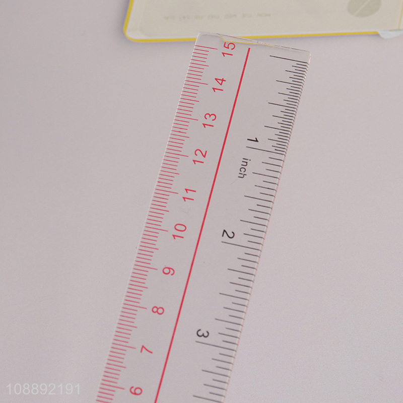 High quality clear plastic straight ruler measuring tool for student