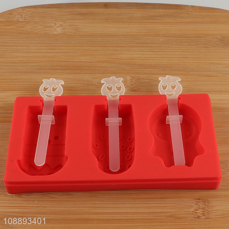 Top sale red silicone cartoon popsicle mold ice pop mold