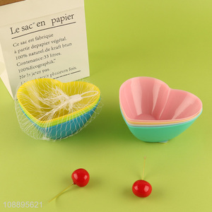 Hot selling 4-piece colorful heart shaped plastic bowls for cereal