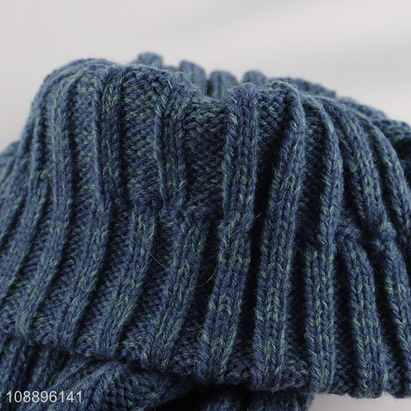 Promotional winter knitted beanie hat ribbed ski cap for men women