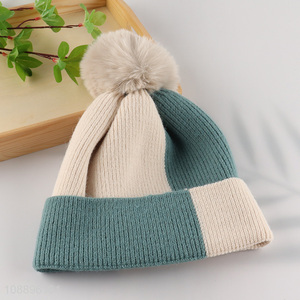 Wholesale winter cuffed skull cap knitted beanie hat for men women