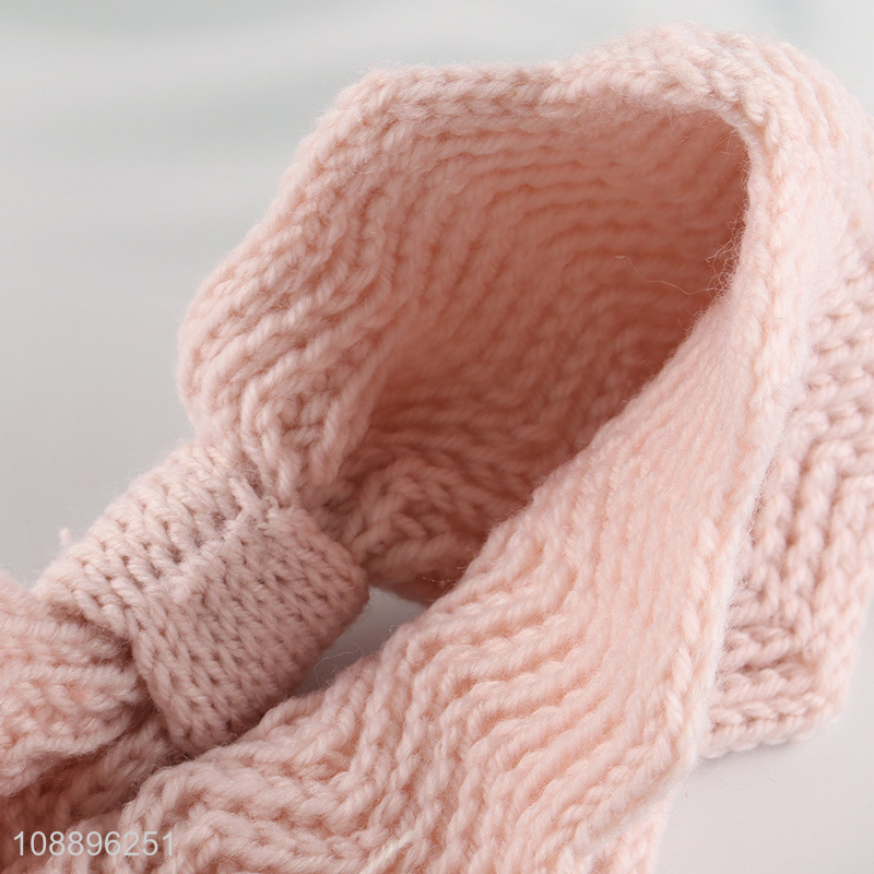 Good quality winter knit bow headband turban head wrap for women