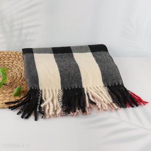 Hot selling winter scarf soft plaid cashmere feel pashmina shawl