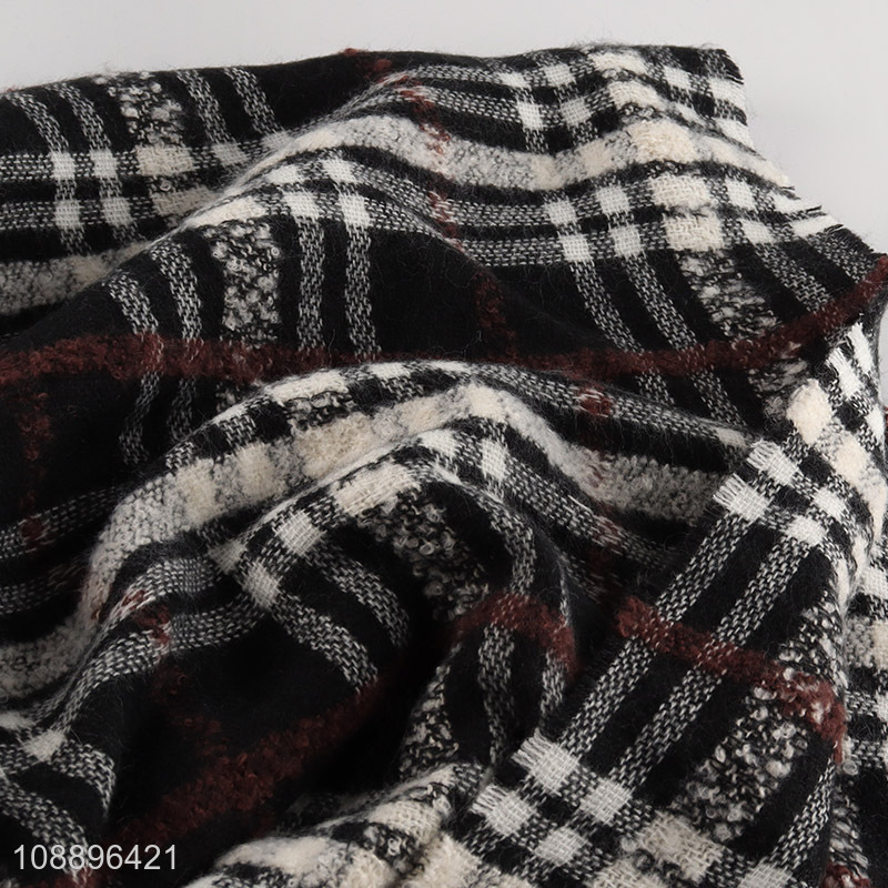 High quality men women winter scarf checked scarf with fringes