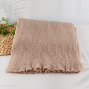 Wholesale winter scarf pure color super soft fuzzy scarf for women