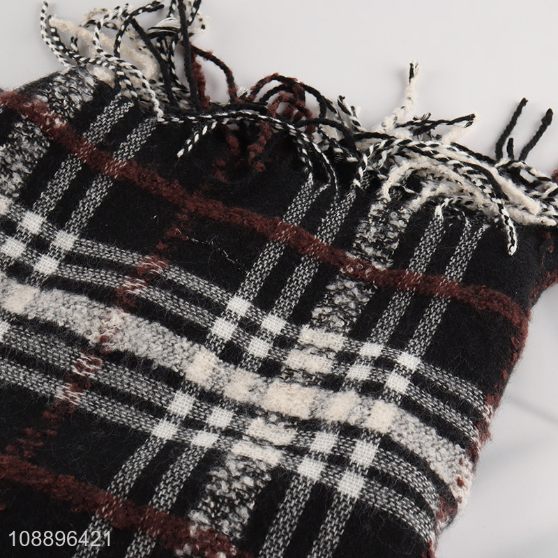 High quality men women winter scarf checked scarf with fringes