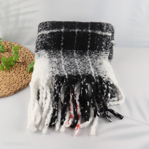 Promotional women winter scarf thick super soft scarf fringe scarf