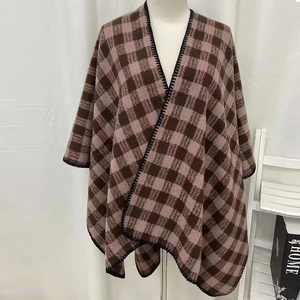 High quality womens warm shawls long and wide check pattern shawls