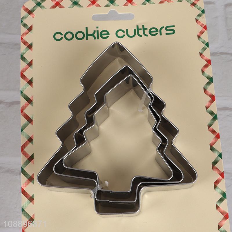 Latest products 3pcs xmas tree shaped cookies cutter cookies mold