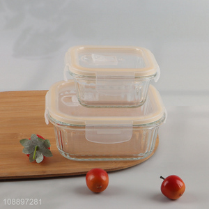 Yiwu market square glass food container sealed preservation box