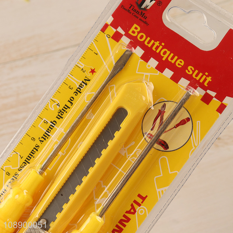 Online wholesale combination tools set with screwdrivers & retractable box cutter