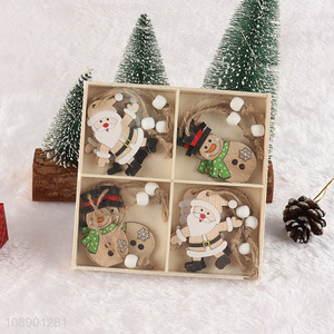 Hot Selling Hanging Wooden Pendants Cute Christmas Tree Ornaments