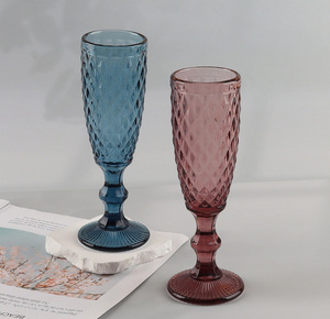 Good sale embossed glass glass wine glasse champagne glasses wholesale