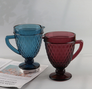 Yiwu market multicolor embossed glass mini water jug for home