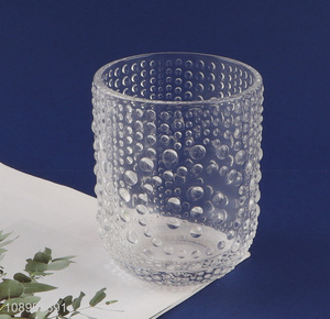 Latest products embossed glass unbreakable clear drinking cup water cup