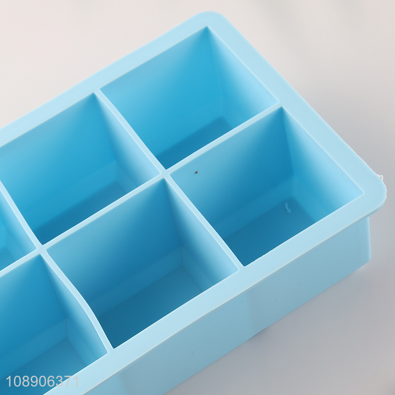 Wholesale 6-cavity reusable food grade silicone ice cube tray with lid