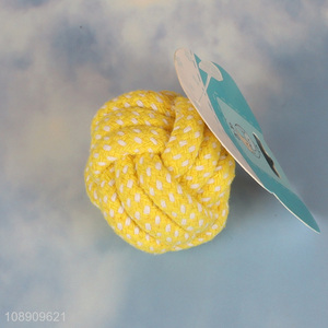 Good selling yellow cotton rope ball chew toy pet interactive toy