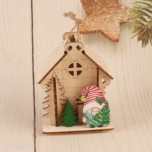 Wholesale Led Christmas Wooden House Christmas Tree Hanging Ornaments