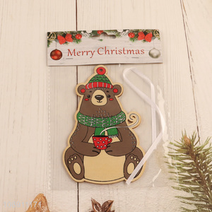 Wholesale Christmas Wooden Bear Pendants Hanging Painted Wooden Pendants