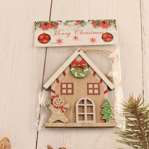 Factory Price Christmas Wooden House Pendants Christmas Tree Ornaments