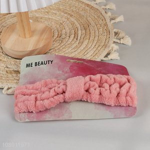 Top quality pink elastic washing face makeup headband for sale