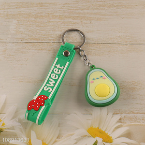 Factory Price Cute Cartoon Avocado Keychain Silicone Key Ring