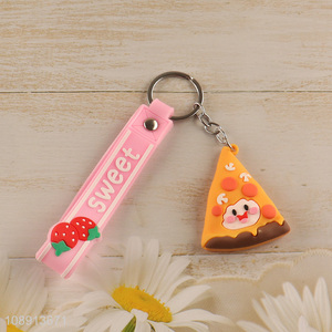 Good Quality Silicone Pizza Keychain Bag Pendant for Kids