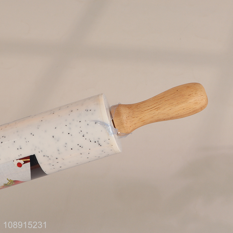 Best selling non-stick silicone rolling pin with wooden handle