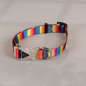 Factory Price Rainbow Color Adjustable Pet <em>Dog</em> <em>Collar</em>