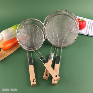 Good selling wooden handle stainless steel kitchen wire skimmer