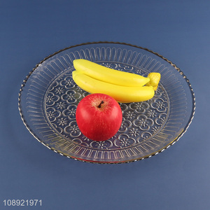 China products unbreakable glass clear round food plate fruits plate