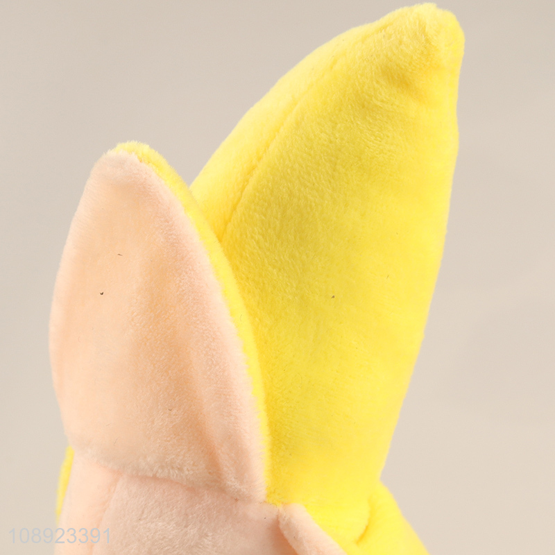 Hot selling banana shape pet dog chew toy squeaky plush toy