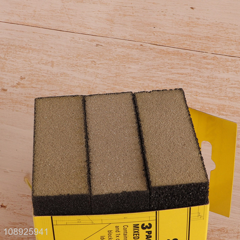 Wholesale 3PCS Washable Sanding Sponge Blocks for Wood Drywall Metal Glass