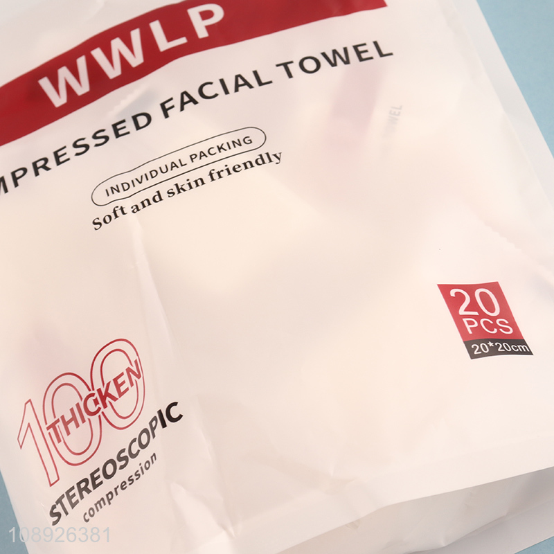 Factory direct sale 20pcs skin friendly travel compressed facial towel