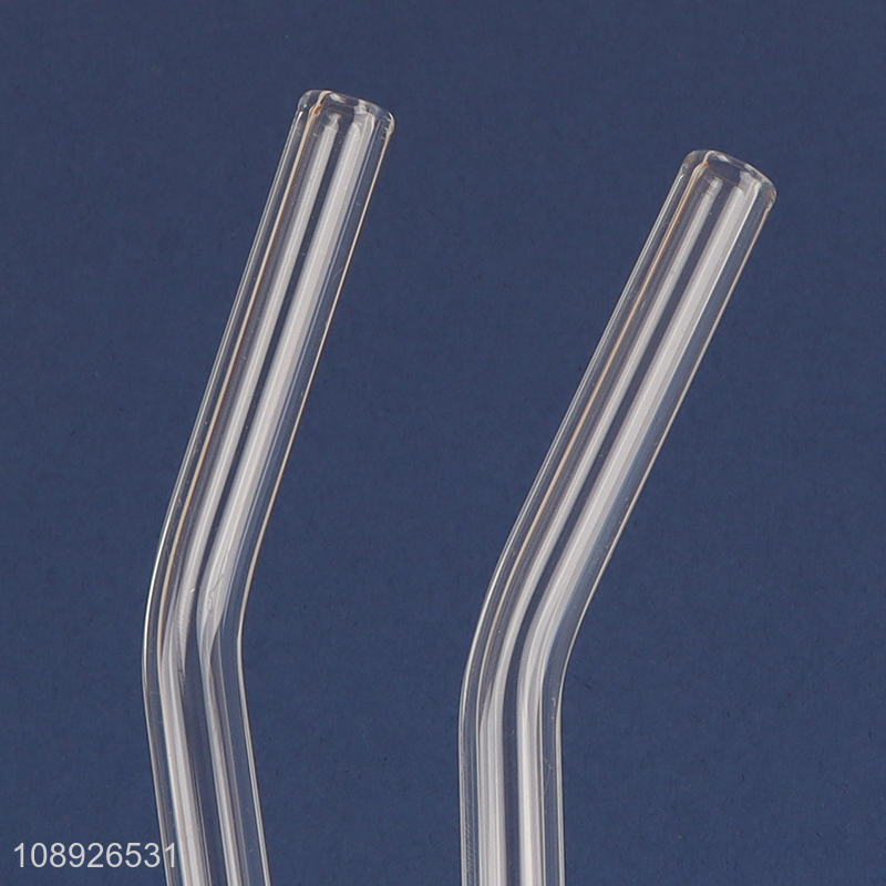 New Arrival 4+1 Clear Reusable Glass Straws with Straw Cleaner Brush