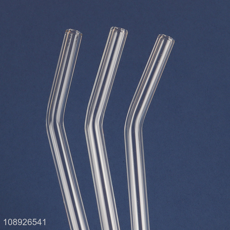 Factory Price 6+1 Reusable Glass Straws and Straw Cleaner Brush Set