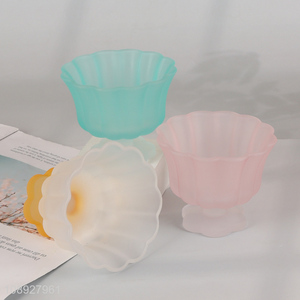 Hot Sale Colored Frosted Flower Pedal Style Glass Cups Dessert Cups