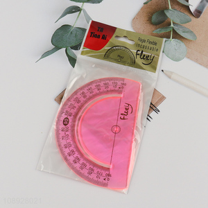 Top selling students stationery soft safety plastic protractor